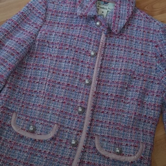 Rare Wool Multicolor Pink, Purple Blue Tweed Blazer Jacket Sz S - Picture 11 of 13